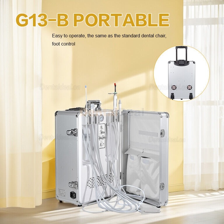 G13-B Portable Dental Unit with Air Compressor+ Curing Light +Scaler Handpiece 2/4H